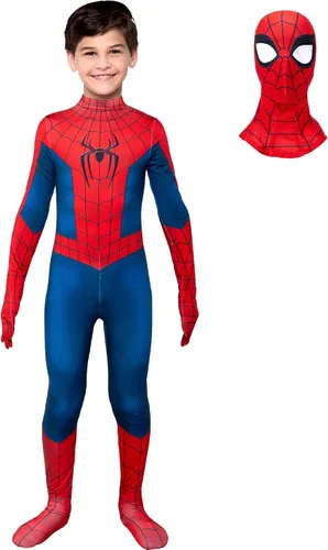 Vista 2 de Marvel Spider-Man Brand New Day - Disfraz oficial de Halloween Zentai para jóvenes, de lujo, elástico bidireccional, elastano con aberturas