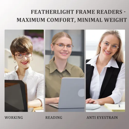 Vista 3 de AQWANO Blue Light Blocking Reading Glasses Women Men, Lightweight Flexible TR90 Computer Readers Unbreakable Cheaters Glasses