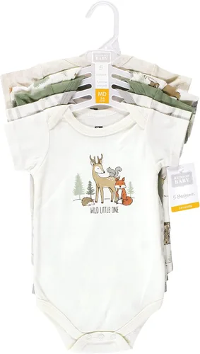 Vista 2 de Hudson Baby - Mamelucos de algodón para bebés niñas, Animales del bosque, paquete de 5