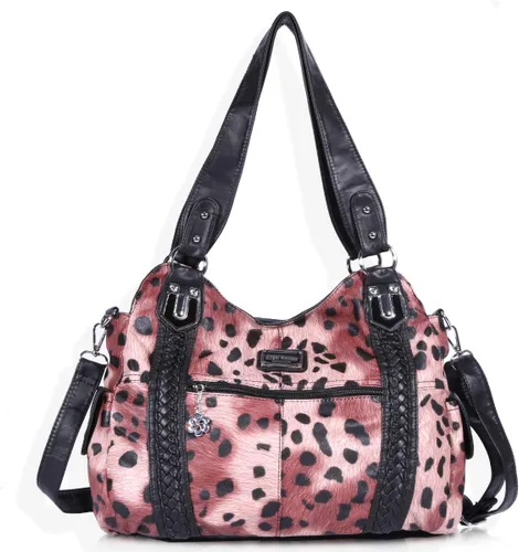 Vista 88 de Angel Barcelo - Bolsa de hombro amplia para mujer, diseño Hobo, cuero lavado