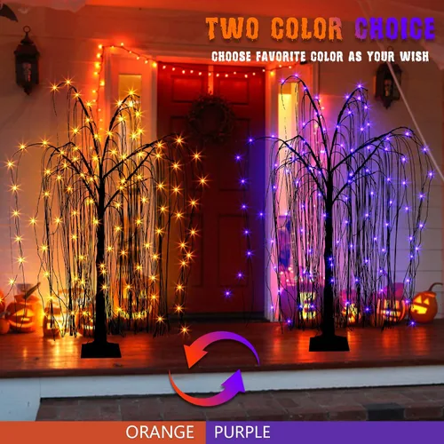 Vista 10 de EAMBRITE Árbol de Halloween de 4 pies iluminado negro espeluznante sauce