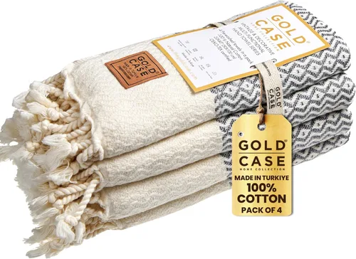 Vista 34 de Gold CASE - Juego de 4 Toallas de Mano Turcas para Baño, 20 x 40 pulgadas, Toallas de Baño 100% Algodón, Toalla Pequeña de Cocina Aphrodite