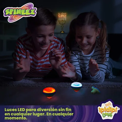 Vista 5 de IPIDIPI TOYS Spineez - Paquete de 12 juguetes giratorios LED para niños, ideales para rellenar calcetines navideños para niños, recuerdos de fiesta
