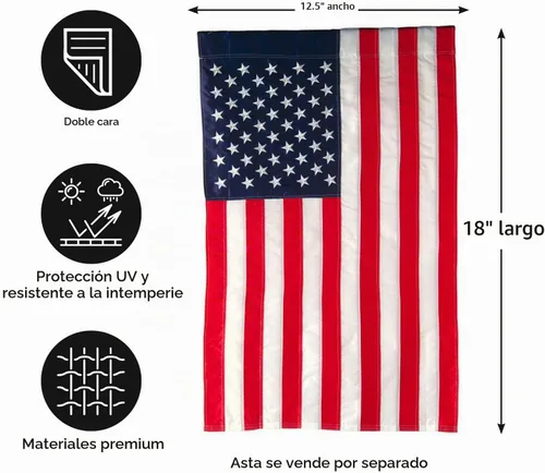 Vista 3 de Evergreen Enterprises EG11220 Bandera de los Estados Unidos de América para jardín. Bandera de jardín estadounidense de 12 x 18 pulgadas