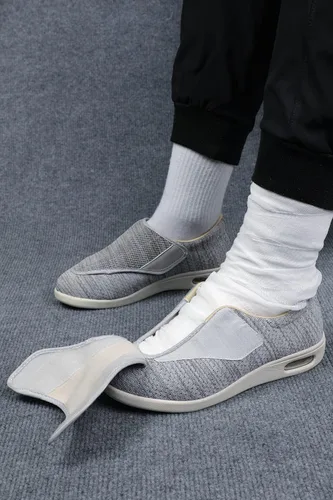 Vista 6 de Zapatos para diabéticos para mujer, zapatos casuales ajustables para caminar, zapatos anchos para ancianos, pies hinchados, antideslizantes, cojín