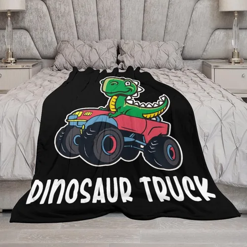 Vista 5 de Manta de dinosaurio de camión para niños y adultos, acogedora y suave para sofá, cama, manta deportiva de franela para cumpleaños para invierno, 30