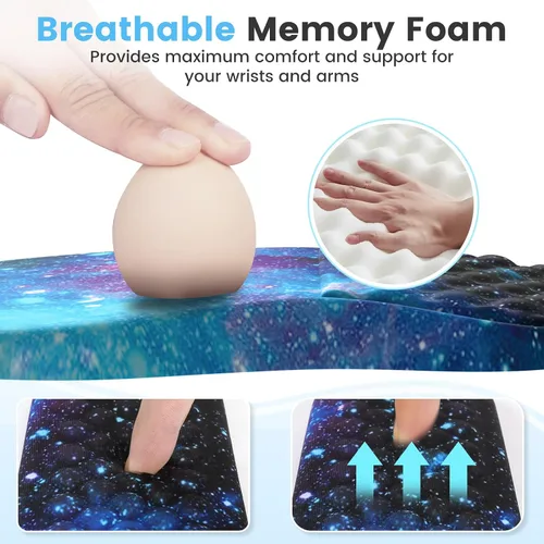 Vista 4 de HAOCOO Alfombrilla de Mouse Ergonómica con Reposamuñecas, Juego de 3 Alfombrillas de Mouse para Computadora, Set de Alfombrillas de Mouse de Espuma