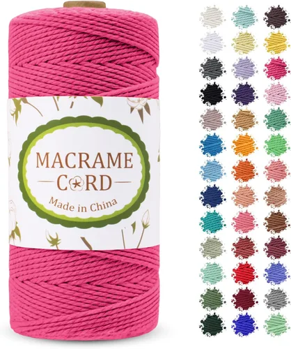 Vista 17 de Cordón de macramé de 0.079 pulgadas, hilo de cuerda de macramé de color de 0.07 pulgadas x 219 yardas, cuerda de algodón natural, 3 hebras para Aqua