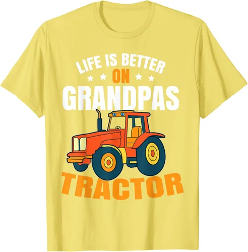 Vista 70 de Life Is Better On Grandpas Tractor Kids Farm Tractor Boy Camiseta, Negro