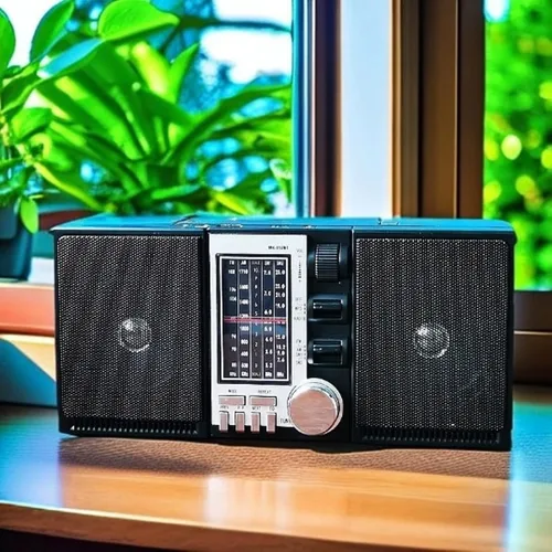 Vista 3 de PUSOKEI Radio AM FM SW, radio portátil de onda corta con altavoces duales de 5 W, reproducción de tarjeta SD USB, radio recargable para uso