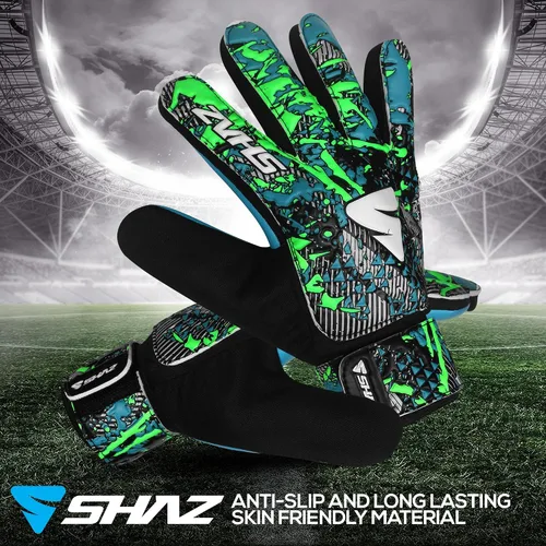 Vista 6 de Shaz Guantes de portero de fútbol para niños y jóvenes, guantes de portero de fútbol antideslizantes de 0.157 pulgadas, palma de látex con agarre