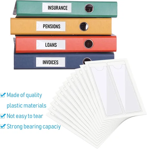 Vista 5 de Paquete de 30 bolsillos autoadhesivos para tarjetas de índice, con apertura superior, tarjetero ideal para organizar y proteger tus tarjetas