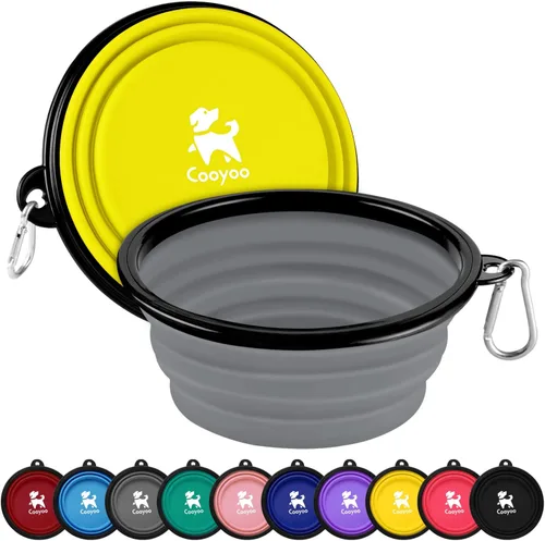 Vista 40 de COOYOO Cuenco plegable para perros, paquete de 2 cuencos plegables para agua para perros y gatos, plato portátil para alimentación de mascotas