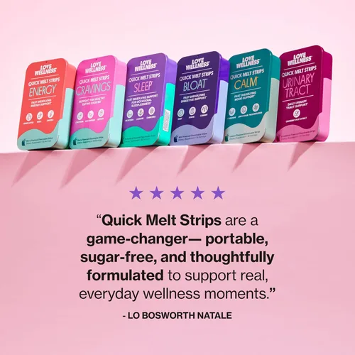 Vista 6 de Love Wellness Sleep* Tiras de derretimiento rápido - Apoyo para dormir de disolución rápida con melatonina y botánicos calmantes - Promueve un sueño