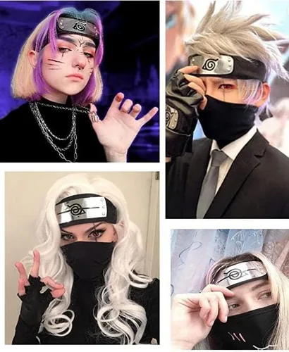 Vista 6 de Master Online Hatake Kakashi - Máscara unisex de velo y ninja Kunai, accesorios para disfraz de cosplay, talla ML