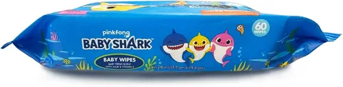 Vista 6 de Baby Shark - Toallitas para bebés de 60 unidades con aloe y vitamina E, paquete de 24