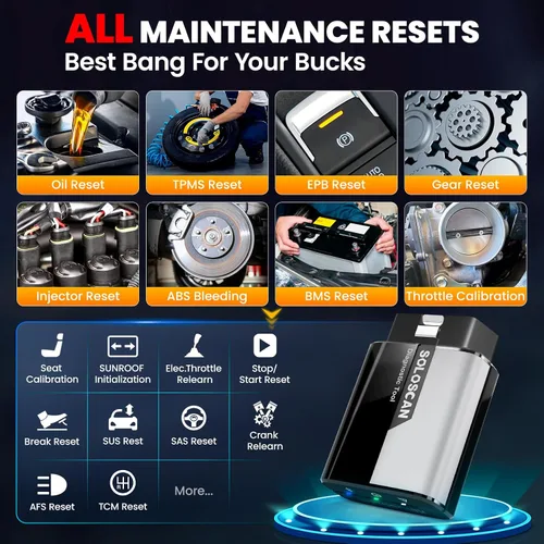 Vista 6 de KINGBOLEN Soloscan para Land Rover Jaguar OBD2 escáner Bluetooth, servicio de restablecimiento, herramienta de escaneo bidireccional para iOS