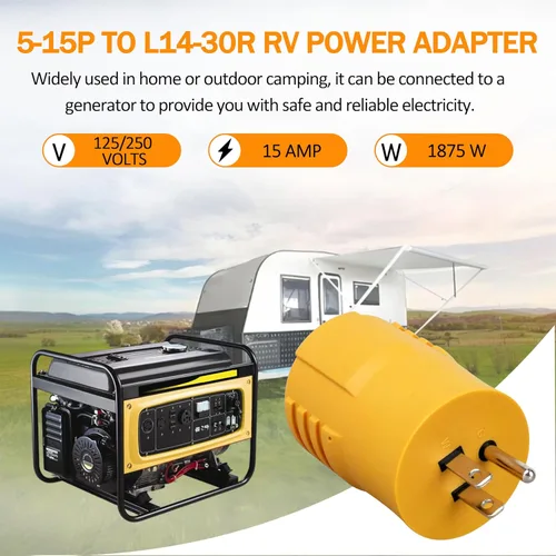 Vista 5 de NEMA 5-15P macho a L14-30R hembra 15 Amp a 30 Amp RV Power Adapter125/250V