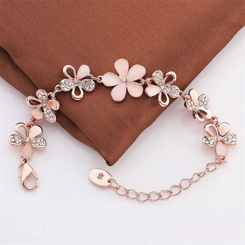Vista 3 de Pulsera ajustable chapada en oro rosa de 18 quilates para mujer, joyería para mujer, Metal