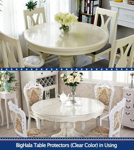 Vista 8 de Protector de mesa de madera para muebles, manteles de plástico transparente lavable, funda protectora para escritorio, vinilo de PVC, protector