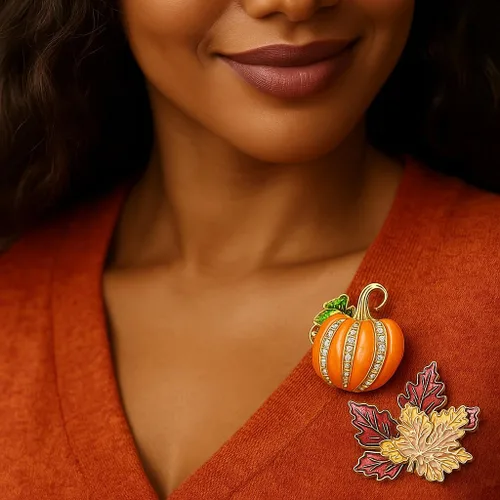 Vista 6 de 2 broches y alfileres para mujer, joyería de otoño para mujer, joyería de Acción de Gracias para mujeres, broches, alfileres de vacaciones