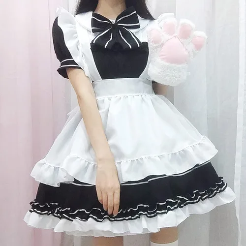 Vista 8 de Disfraz de sirvienta francesa de talla grande para mujer disfraz de cosplay lindo vestido de fiesta disfraz gótico vintage vestido Lolita 03