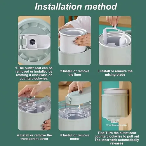 Vista 5 de Máquina para hacer helados – Mini máquina automática de servir suave para el hogar, máquina de postres de crema de frutas DIY, electrodoméstico