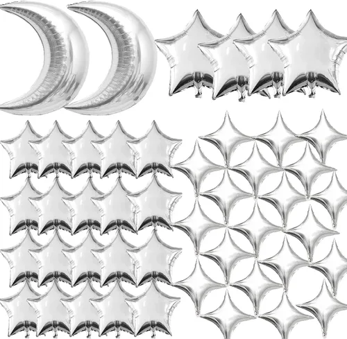 Vista 13 de 6 globos de aluminio de 22 pulgadas y 10 globos de aluminio de 10 pulgadas con estrella - Dorado, globos de estrella de 12 puntas y 4 puntas para 16