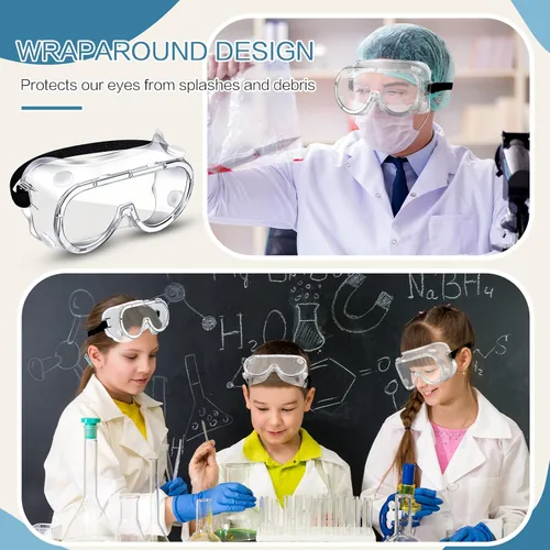 Vista 7 de Macarrie 50 gafas de seguridad antivaho a granel anti arañazos gafas de laboratorio para hombres mujeres enfermeras química médica trabajo