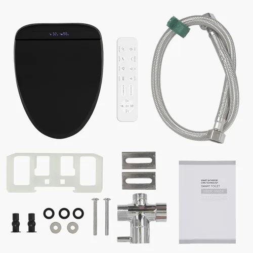 Vista 7 de YOURLITE Asiento de inodoro alargado negro con calefacción y control remoto