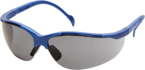 Vista 21 de Pyramex Venture II Safety Eyewear, Indoor/Outdoor Mirror Anti-Fog Lens Lente de espejo de E/S/marco azul metálico