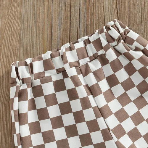 Vista 5 de Pantalones deportivos de algodón con estampado a cuadros para bebés y niñas pequeños