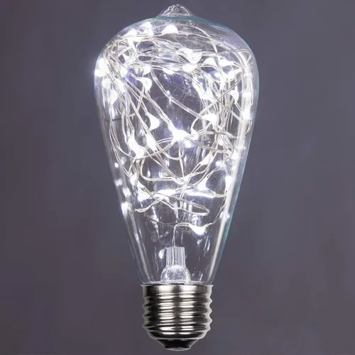 Vista 21 de Wintergreen Lighting LEDimagine - Bombilla de cadena de hadas, colgante de globo LED, bombilla ST64 con base E26 (dorado)