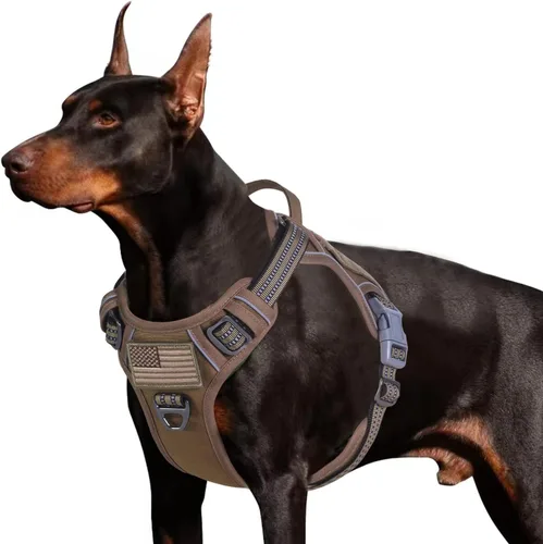 Vista 13 de BUMBIN Arnés táctico para perros pequeños sin tirones, famoso arnés de TIK TOK sin tirones para cachorros, arnés reflectante inteligente para Negro