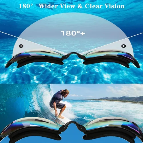 Vista 4 de Gafas de natación, paquete de 2 gafas de natación para mujeres, hombres, adultos, jóvenes, profesionales, antivaho sin fugas, protección UV, visión