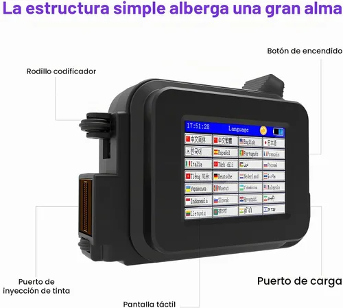 Vista 6 de Mini impresora de inyección de tinta 600DPI codificación de pantalla táctil de tinta de secado rápido