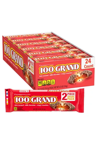 Vista 11 de 100 Grand Barras de chocolate con leche crujiente con caramelo, de tamaño completo envueltas individualmente, 1.5 oz cada una, caja a granel de 18