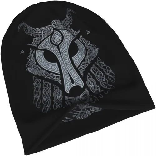 Vista 3 de Gorro de tatuaje de lobo vikingo para hombre, unisex, para parejas, mito nórdico, Odin Fenrir 3D, con estampado completo