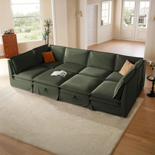 Vista 19 de Sofá modular lavable de gran tamaño de 89 pulgadas, sofá nube con funda totalmente extraíble, sofás seccionales para sala de estar, tela