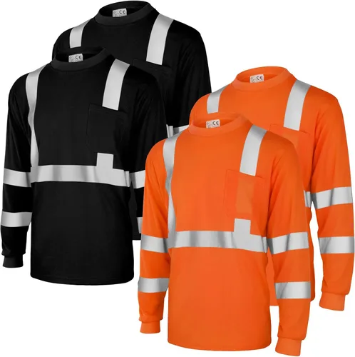 Vista 8 de Amylove 4 piezas de camisa de seguridad de manga larga reflectante de alta visibilidad, camisas de trabajo de construcción para hombres y mujeres