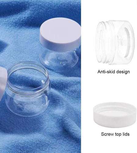 Vista 4 de 24 tarros de plástico para cosméticos de 1 onza, recipiente redondo transparente a prueba de fugas con tapa, recipientes pequeños recargables