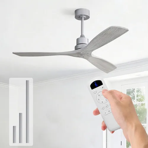 Vista 10 de Sofucor Ventilador de techo con luces y control remoto, ventilador de techo de madera LED moderno de 52 pulgadas con varillas descendentes
