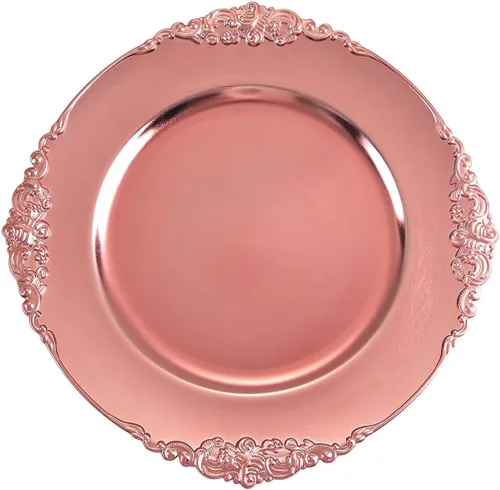 Vista 6 de Tiger Chef Platos Base Redondos Vintage Gris Antiguo para Platos, Platos Base de Recepción de Boda para Configuraciones de Mesa, Platos Base