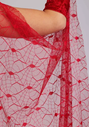 Vista 4 de Capa de Disfraz para Mujer de 54 Pulgadas con Telaraña Roja Multicolor