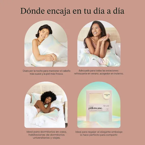 Vista 8 de Kitsch Funda de almohada de satén con cremallera, tamaño estándar, Aura