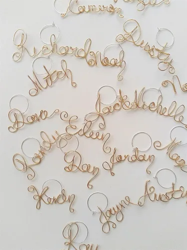 Vista 2 de Personalized Wine Charm Set of 6 - Bridal Party, Will You be My Bridesmaid Proposal, Guest Favors, Family Reunion Thanksgiving