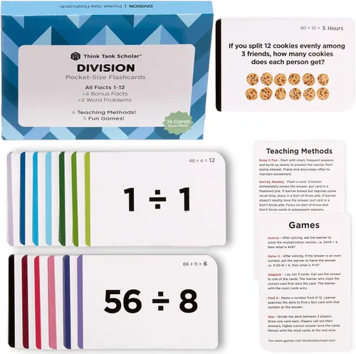 Vista 8 de Think Tank Scholar - Tarjetas de estudio de 150 datos de suma (ganador de premio), todos los datos 1 - 12, tarjetas de bolsillo para niños en jardín
