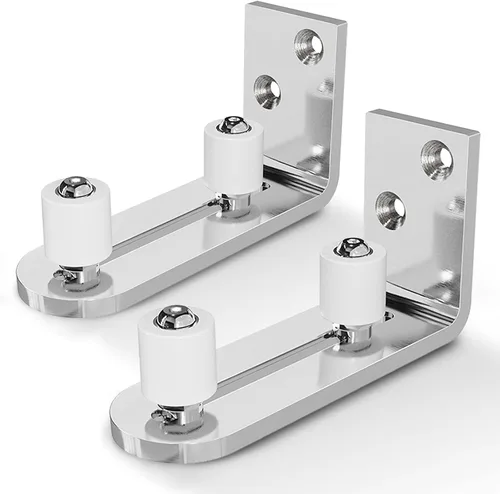Vista 11 de Guía de suelo para puerta corrediza de granero, con rodillos de rodamientos de bolas ajustables, sistema de montaje en pared, diseño de fondo plano
