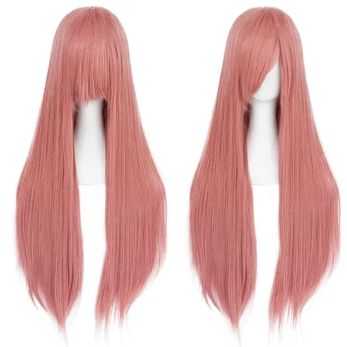 Vista 2 de anogol Vocaloid 32" 80cm de largo recto de Cosplay peluca Pelucas Para Fiestas Halloween, Rosado