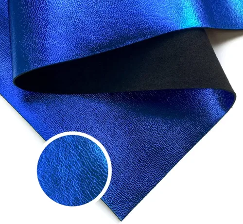 Vista 8 de Piel de cordero metálica azul claro real: material de cuero genuino brillante para costura, manualidades y fabricación de joyas